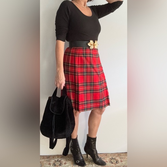 Vintage Land’s End Tartan Plaid Wool Kilt Wrap Skirt Made in Ireland 🇮🇪 - Picture 7 of 15